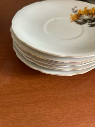 Juego de café 4 tazas y platos porcelana floral