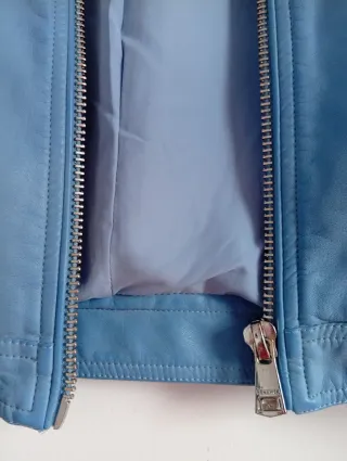 Cazadora motera mujer azul