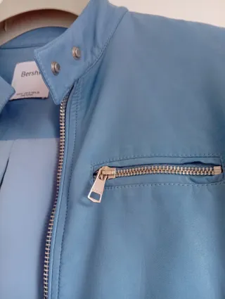 Cazadora motera mujer azul