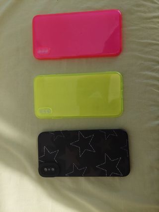 3 Fundas iPhone XS MAX - Rosa, Amarillo, Negro.