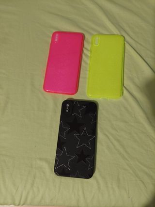 3 Fundas iPhone XS MAX - Rosa, Amarillo, Negro.