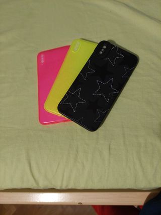 3 Fundas iPhone XS MAX - Rosa, Amarillo, Negro.