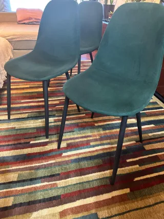 Juego de 4 sillas de pana verde