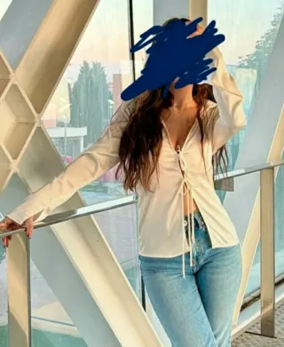 Camisa satén blanca mujer