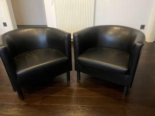 2 Sillones de Cuero Negro Ikea