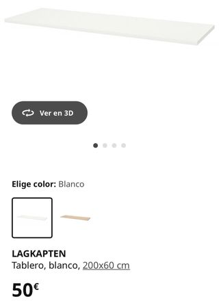 Tablero LAGKAPTEN Blanco 200x60 cm