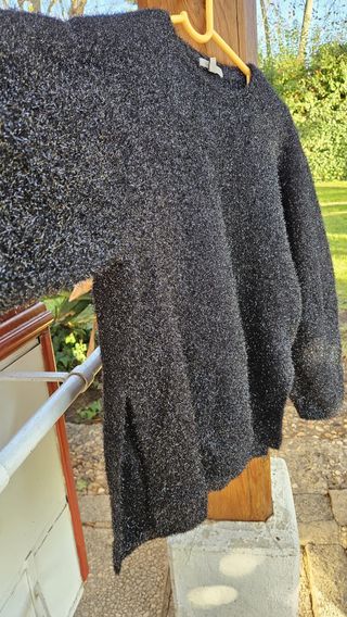 Jersey negro plateado brillante