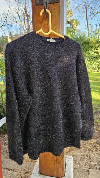 Jersey negro plateado brillante