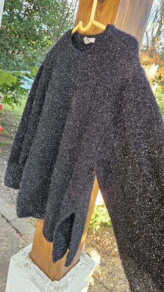 Jersey negro plateado brillante