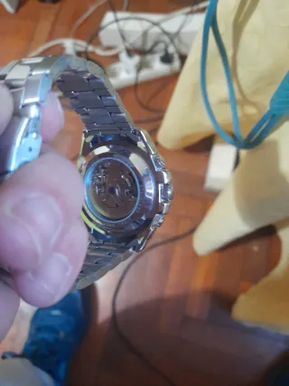 Reloj Automático Esqueleto Plata Negro