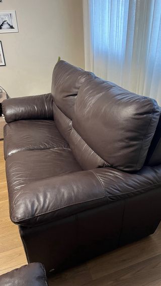 2 Sofás/Tresillo de piel marrón de 3 plazas