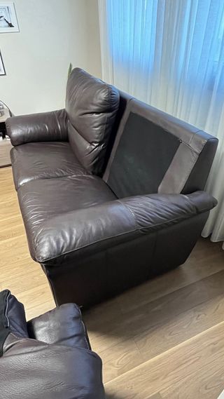 2 Sofás/Tresillo de piel marrón de 3 plazas