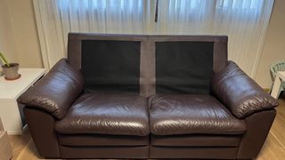 2 Sofás/Tresillo de piel marrón de 3 plazas