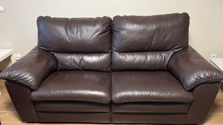 2 Sofás/Tresillo de piel marrón de 3 plazas