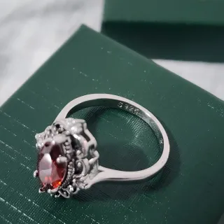 Anillo Plata 925 con Piedra Roja