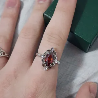 Anillo Plata 925 con Piedra Roja