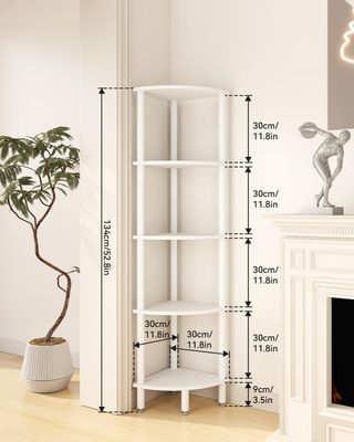 Estantería esquinera blanca 30x30x133.5cm