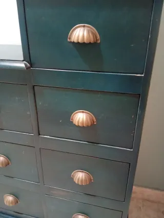 Mueble escalonado madera pino verde azulado