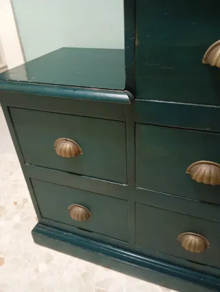 Mueble escalonado madera pino verde azulado