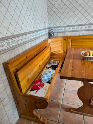 Conjunto Mesa y Banco Esquinero Madera