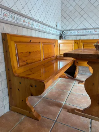 Conjunto Mesa y Banco Esquinero Madera