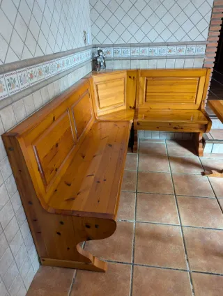 Conjunto Mesa y Banco Esquinero Madera