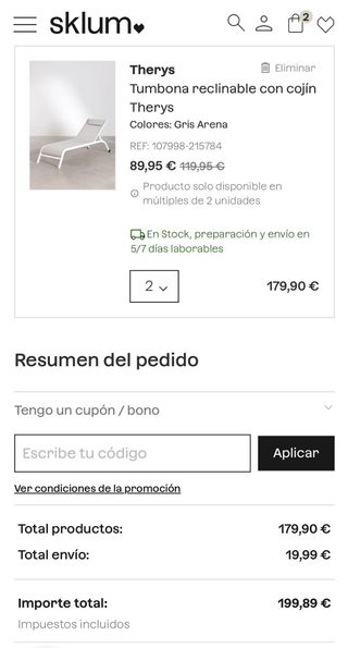 2 Tumbonas Sklum NUEVAS