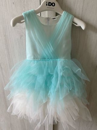 Vestito cerimonia bambina tulle azzurro
