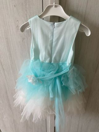 Vestito cerimonia bambina tulle azzurro