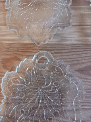 Set 6 Platos Vidrio Tallado Hoja