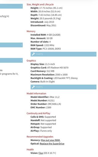 Apple iMac 21.5 finales del 2010