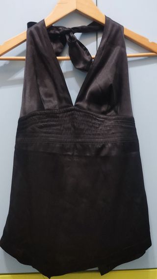 Conjunto Blusa y Falda Satén Negro