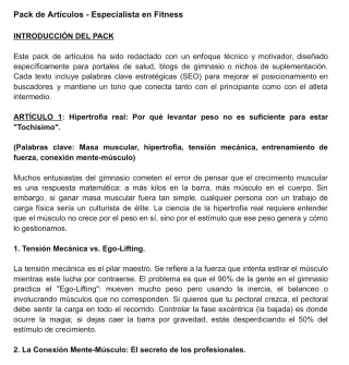 Pack 5 Artículos SEO Fitness y Salud