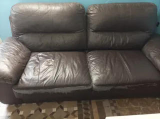 Sofá de piel marrón 3 plazas