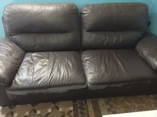 Sofá de piel marrón 3 plazas