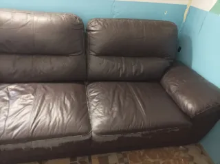 Sofá de piel marrón 3 plazas
