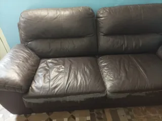 Sofá de piel marrón 3 plazas