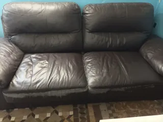 Sofá de piel marrón 3 plazas