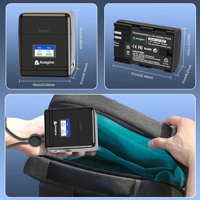 Canon EOS R5 LP‐E6P (x2) + cargador doble LCD USB