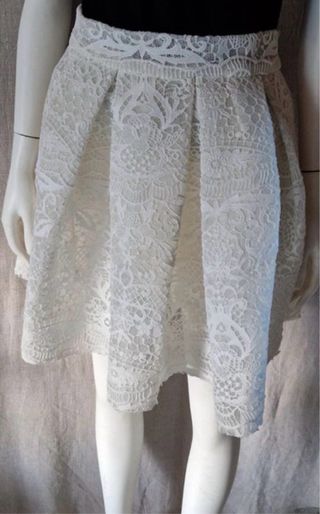 Falda Maje Mini Encaje Elegante Blanco