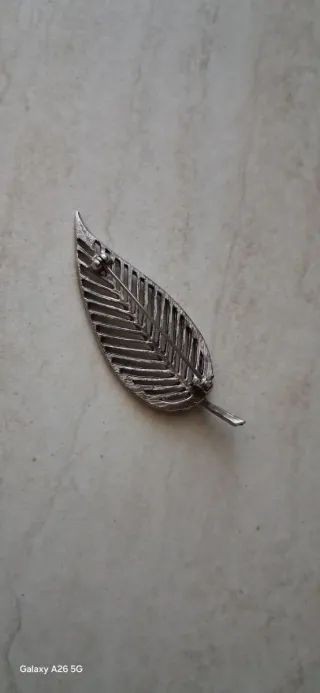 Spilla vintage foglia argento