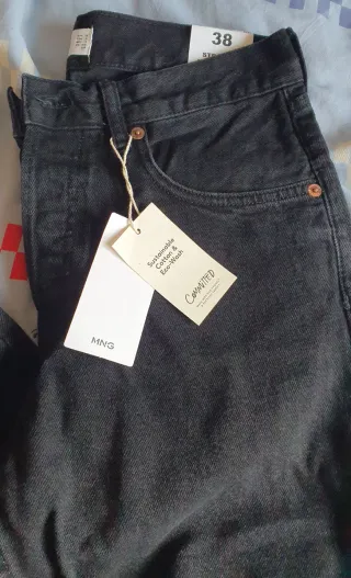 Pantalones vaqueros Mango Talla 38 Negros