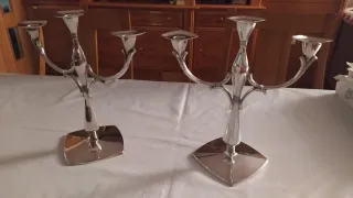 Pareja Candelabros Alpaca Plata