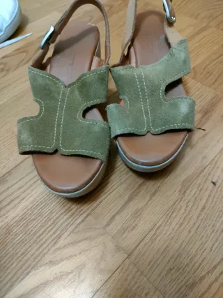 Sandalias de piel y plataforma mujer