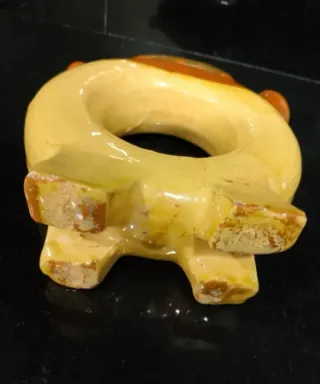 Botijo aro cerámica naranja y amarillo
