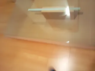 Mesa centro cristal y madera