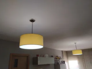 Lámpara colgante tela y metal