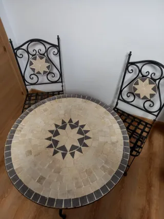 Conjunto mesa y sillas mosaico forja