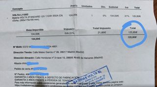 Batería Volta 110Ah-950A Coche