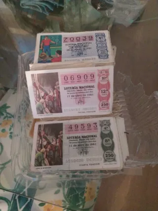 Lotería Nacional décimos antiguos coleccionistas.
